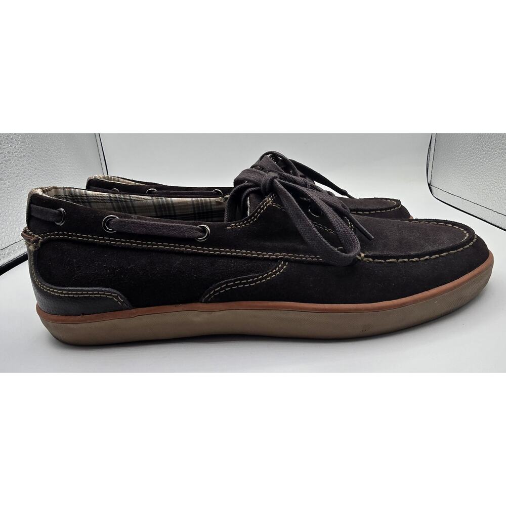 Clarks Jax Boat Shoes Mens Dark Brown Suede Leather Lace Up Moc Toe 10